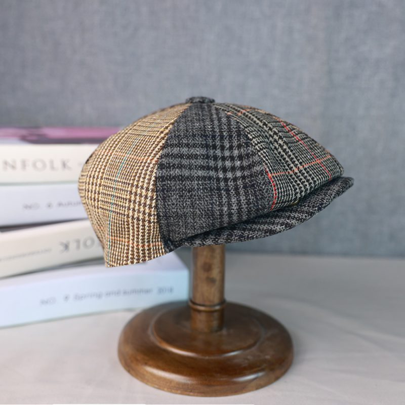 2025 Men Newsboy Hats Wool Autumn Vintage Herringbone Octagon Cap Women Casual Splicing Berets Gatsby Flat Hat 118 - Image 5