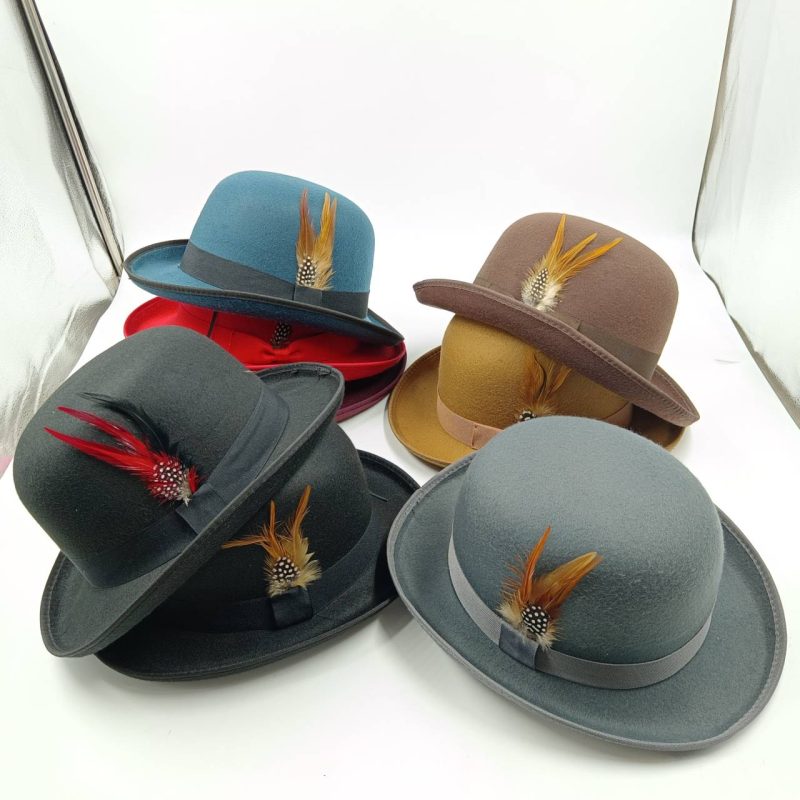 Bowler Derby Hat For Men Women Fashion Party Formal Fedora Costume Magician Hat Classical Feather accessories - Image 2