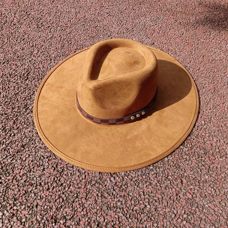Khaki suede fedora hat with 9.5cm brim for men and women jazz hat church hat party hat chapeau femme шапка
