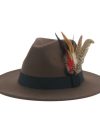 Hat Fedoras Winter Women Hats Men Felt Hat Feather Luxury Fashion Casual Wedding Decorate Men Women Fedora Chapeau Femme Bonnet
