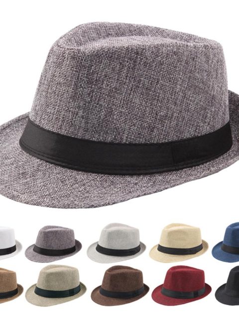 Jazz Hat Men Women Straw Hat Summer Beach Sun Hats Top Cap Fedoras Ribbon Casual Cowboy Jazz Cap Gangster Cap Unisex Panama Hat