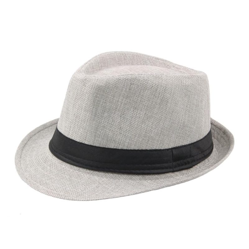 Jazz Hat Men Women Straw Hat Summer Beach Sun Hats Top Cap Fedoras Ribbon Casual Cowboy Jazz Cap Gangster Cap Unisex Panama Hat - Image 2