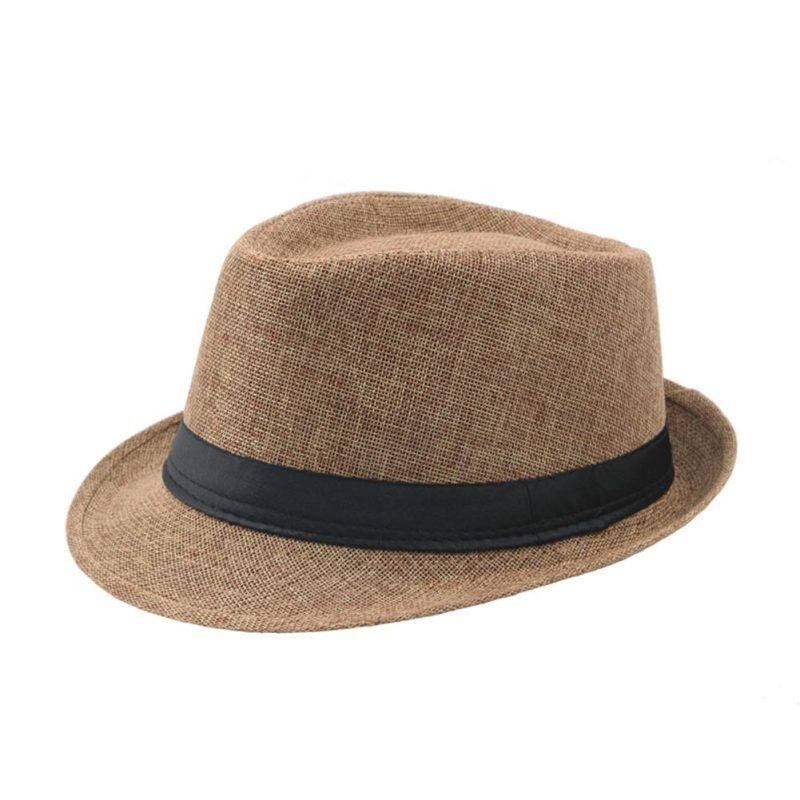 Jazz Hat Men Women Straw Hat Summer Beach Sun Hats Top Cap Fedoras Ribbon Casual Cowboy Jazz Cap Gangster Cap Unisex Panama Hat - Image 3