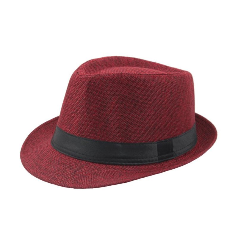 Jazz Hat Men Women Straw Hat Summer Beach Sun Hats Top Cap Fedoras Ribbon Casual Cowboy Jazz Cap Gangster Cap Unisex Panama Hat - Image 4