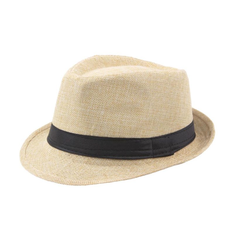 Jazz Hat Men Women Straw Hat Summer Beach Sun Hats Top Cap Fedoras Ribbon Casual Cowboy Jazz Cap Gangster Cap Unisex Panama Hat - Image 6