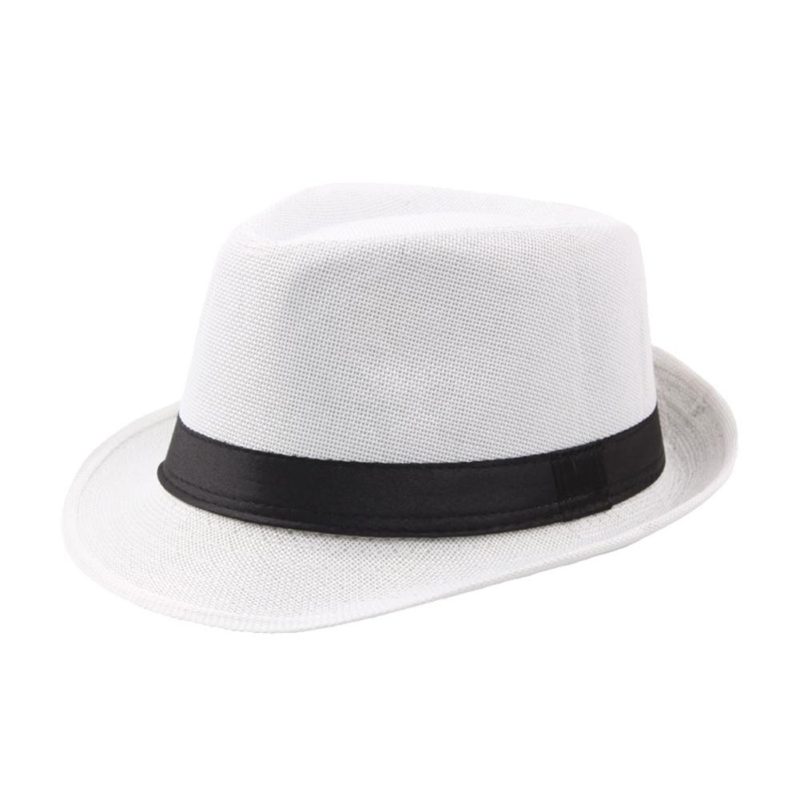 Jazz Hat Men Women Straw Hat Summer Beach Sun Hats Top Cap Fedoras Ribbon Casual Cowboy Jazz Cap Gangster Cap Unisex Panama Hat - Image 7