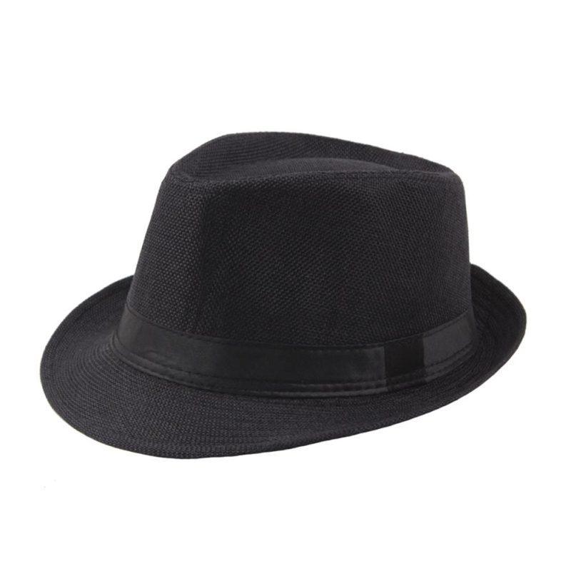 Jazz Hat Men Women Straw Hat Summer Beach Sun Hats Top Cap Fedoras Ribbon Casual Cowboy Jazz Cap Gangster Cap Unisex Panama Hat - Image 8