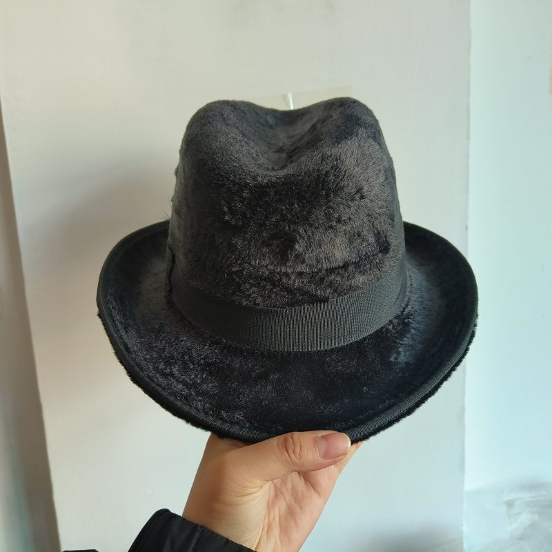 2024 New Trilby Men warm Classic Feather Fedora Hat Simple Women Hamburger hat vintage hat Pork Pie Winter sombrero hombre - Image 3