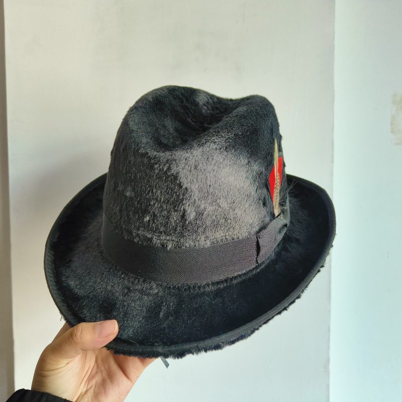 2024 New Trilby Men warm Classic Feather Fedora Hat Simple Women Hamburger hat vintage hat Pork Pie Winter sombrero hombre - Image 6