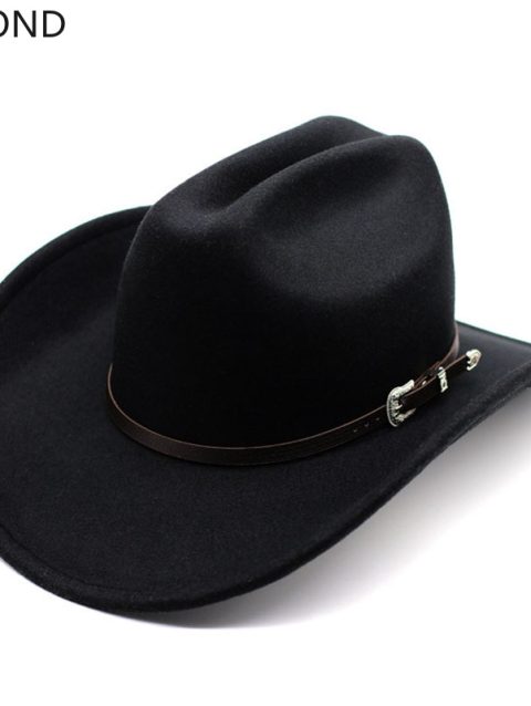 New Vintage Western Cowboy Hat For Men's Gentleman Lady Jazz Cowgirl With Leather Wide Brim Cloche Church Sombrero Hombre Caps