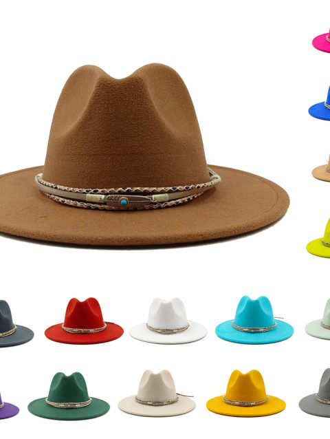 Fedora Autumn and Winter New Leaf Accessories Men's Gentlemen Women's Church Hat Wide brimmed Jazz Hat sombrero hombre