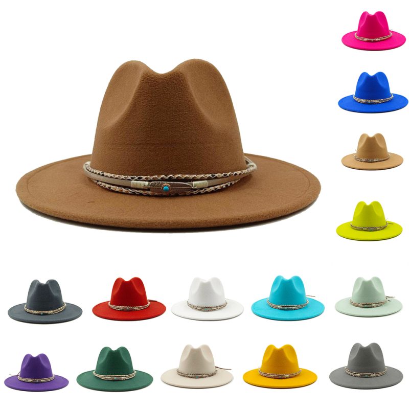 Fedora Autumn and Winter New Leaf Accessories Men's Gentlemen Women's Church Hat Wide brimmed Jazz Hat sombrero hombre