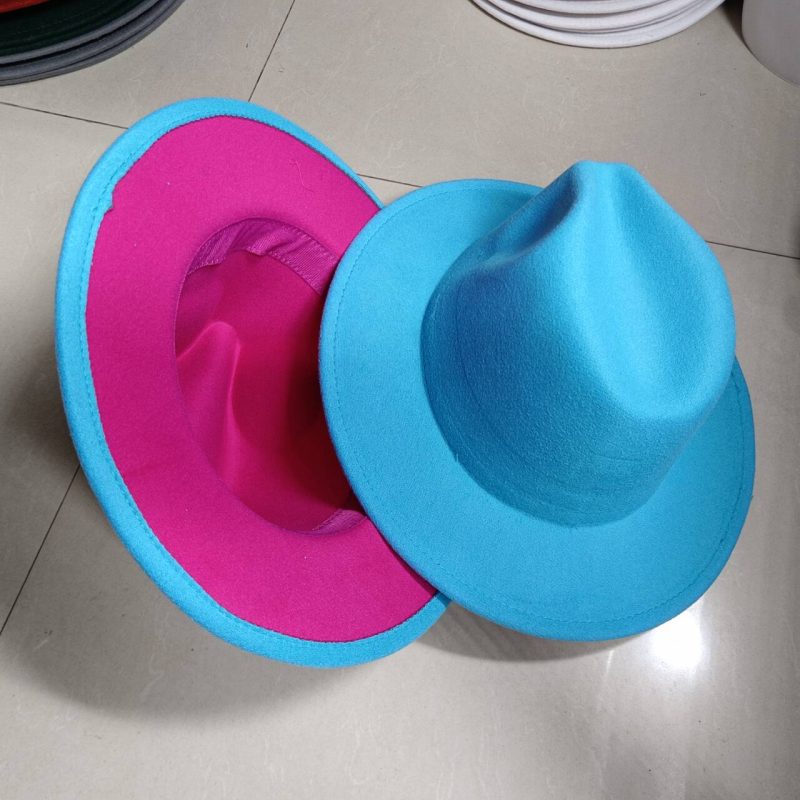 Sombreros Fedora Hat Dual Color Classic Jazz Hat Wholesale Soft Fedora Hat Classic Men's and Women's Blue Jazz sombreros - Image 43