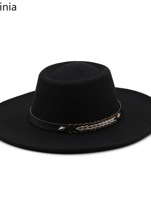 British Style Felt Fedoras Hats for Women9.5CM Wide Brim Men Formal Luxury Jazz Caps Bowler Wedding Dress Hat Chapeau Femme