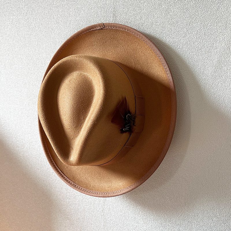 Fedora Small Eaves Flat Top Bow Knot Feather Men's Felt Hat Pork Pie Black Top Hat sombreros шапка мужская 모자 - Image 10