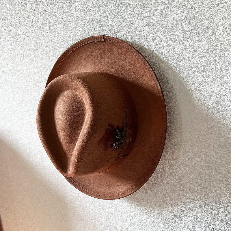Fedora Small Eaves Flat Top Bow Knot Feather Men's Felt Hat Pork Pie Black Top Hat sombreros шапка мужская 모자 - Image 12