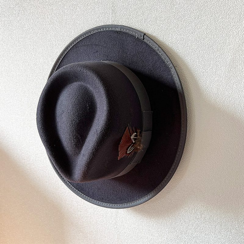 Fedora Small Eaves Flat Top Bow Knot Feather Men's Felt Hat Pork Pie Black Top Hat sombreros шапка мужская 모자 - Image 14
