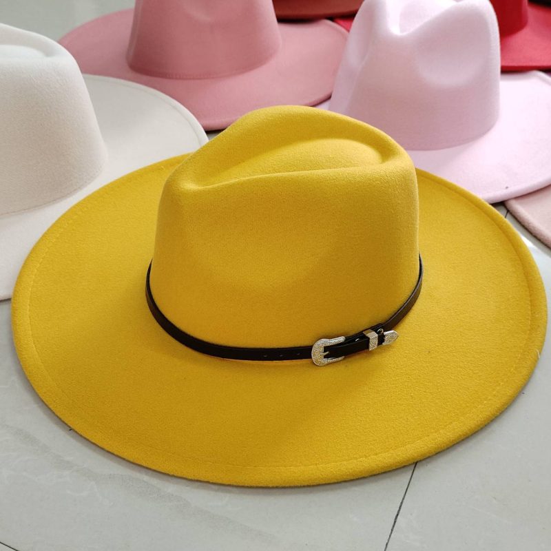 Classic Felt Fedora Hat For Men Women British Vintage Style Hat Gold Belt Accessory Panama Jazz Big Brimmed Hat Autumn Winter - Image 2