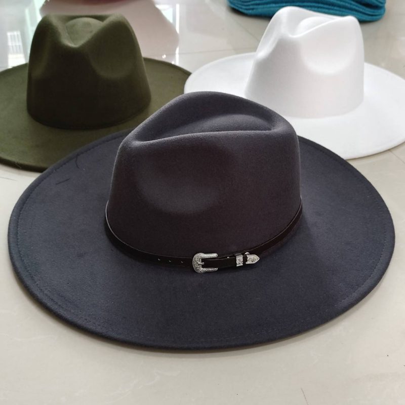 Classic Felt Fedora Hat For Men Women British Vintage Style Hat Gold Belt Accessory Panama Jazz Big Brimmed Hat Autumn Winter - Image 6