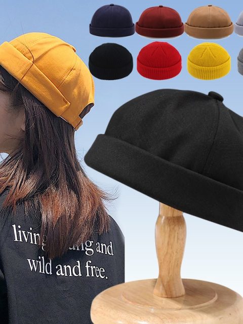 Men Cotton Brimless Skullies Cap Solid Color Street Portable Docker Hats Multipurpose Beanie Artist Hip Hop Women Autumn Winter