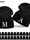 New Letter A-Z Embroidered Winter Beanie Women Men Warmer High Quality Knitted Hat Teenager Cap Dropshipping