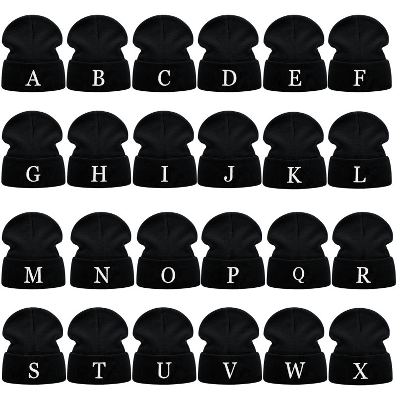 New Letter A-Z Embroidered Winter Beanie Women Men Warmer High Quality Knitted Hat Teenager Cap Dropshipping - Image 2