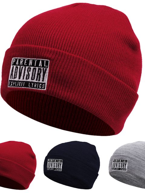 Men's Fashion Advisory Letter EmbroideryKnitted Hat Winter Warm Outdoor Sports Hat Soft Beanie Hat For Men Women Casual Wool Hat