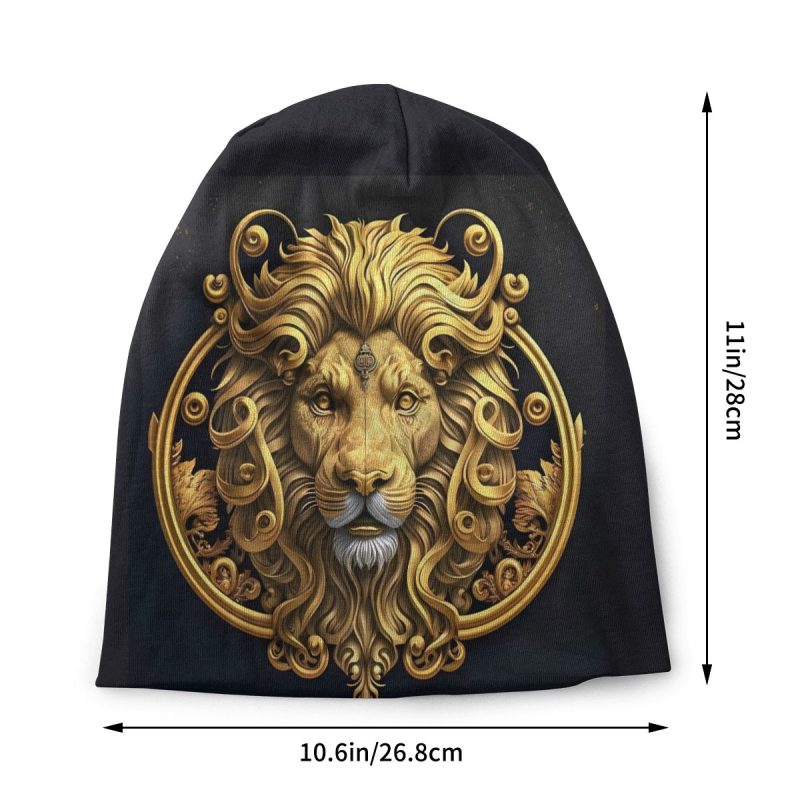 Golden Lion And Damask Skullies Beanies Caps Retro Thin Hat Autumn Spring Bonnet Hats Men Women's Street Ski Cap - Image 2