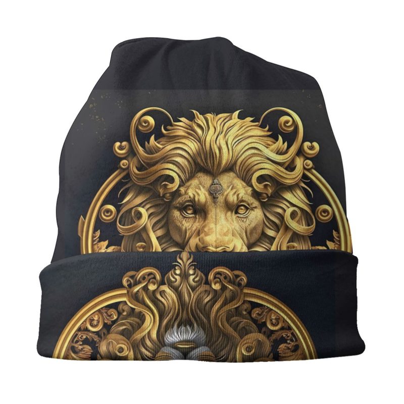 Golden Lion And Damask Skullies Beanies Caps Retro Thin Hat Autumn Spring Bonnet Hats Men Women's Street Ski Cap - Image 3
