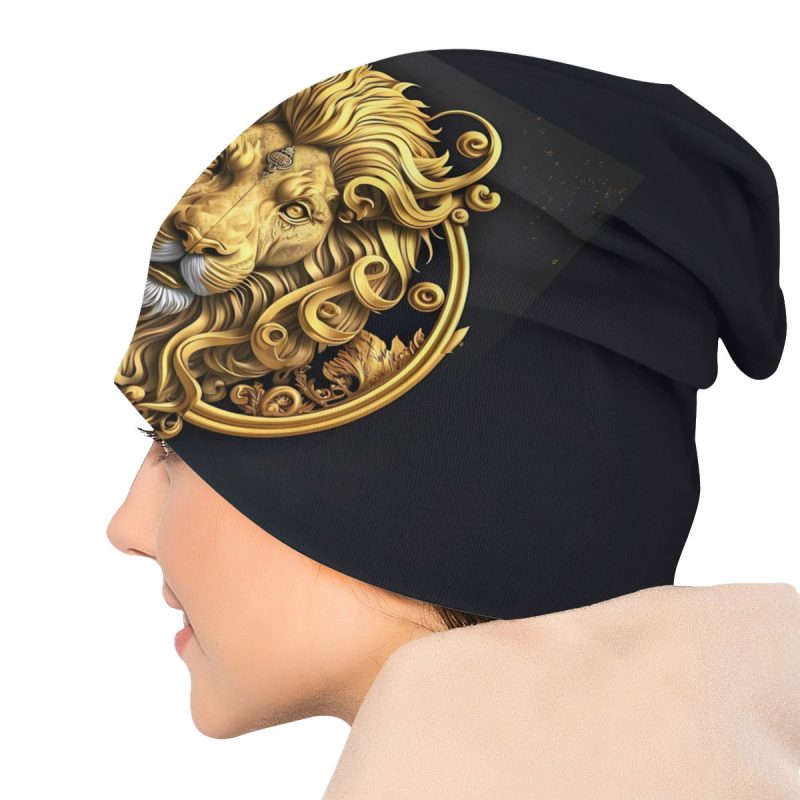 Golden Lion And Damask Skullies Beanies Caps Retro Thin Hat Autumn Spring Bonnet Hats Men Women's Street Ski Cap - Image 5