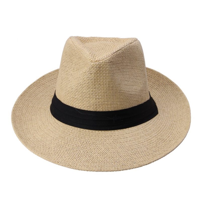 Hot Fashion Summer Casual Unisex Beach Trilby Large Brim Jazz Sun Hat Panama Hat Paper Straw Women Men Cap With Black Ribbon - Image 10