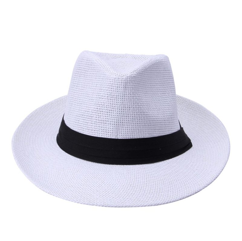 Hot Fashion Summer Casual Unisex Beach Trilby Large Brim Jazz Sun Hat Panama Hat Paper Straw Women Men Cap With Black Ribbon - Image 13