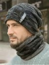 Winter Hat for Men Women Pullover Hat Scarf Suit Plus Velvet Fleece Lined Children Thick Warm Beanie Hat Male Knitted Hat Caps