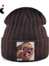 Embroidery Bear Knitted Beanies Hat Men Solid Color Autumn Winter Knitting Boy Skullies Caps Women Streetwear Kpop Gorras Bonnet