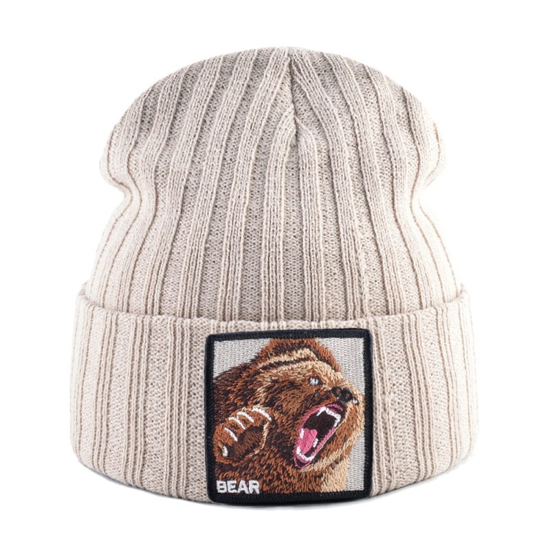 Embroidery Bear Knitted Beanies Hat Men Solid Color Autumn Winter Knitting Boy Skullies Caps Women Streetwear Kpop Gorras Bonnet - Image 8