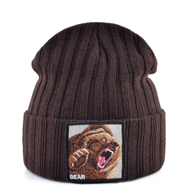 Embroidery Bear Knitted Beanies Hat Men Solid Color Autumn Winter Knitting Boy Skullies Caps Women Streetwear Kpop Gorras Bonnet - Image 10