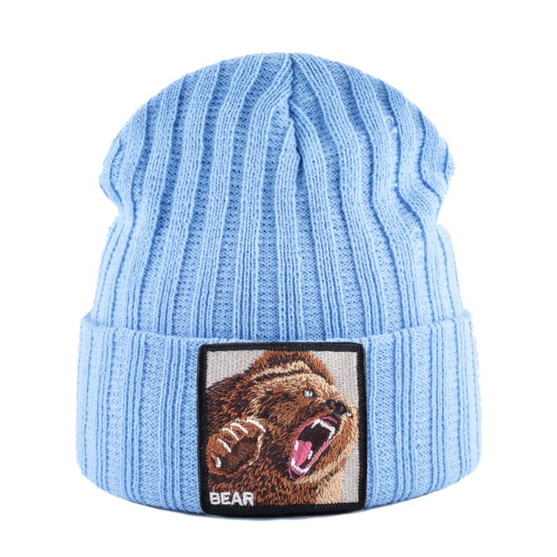 Embroidery Bear Knitted Beanies Hat Men Solid Color Autumn Winter Knitting Boy Skullies Caps Women Streetwear Kpop Gorras Bonnet - Image 11