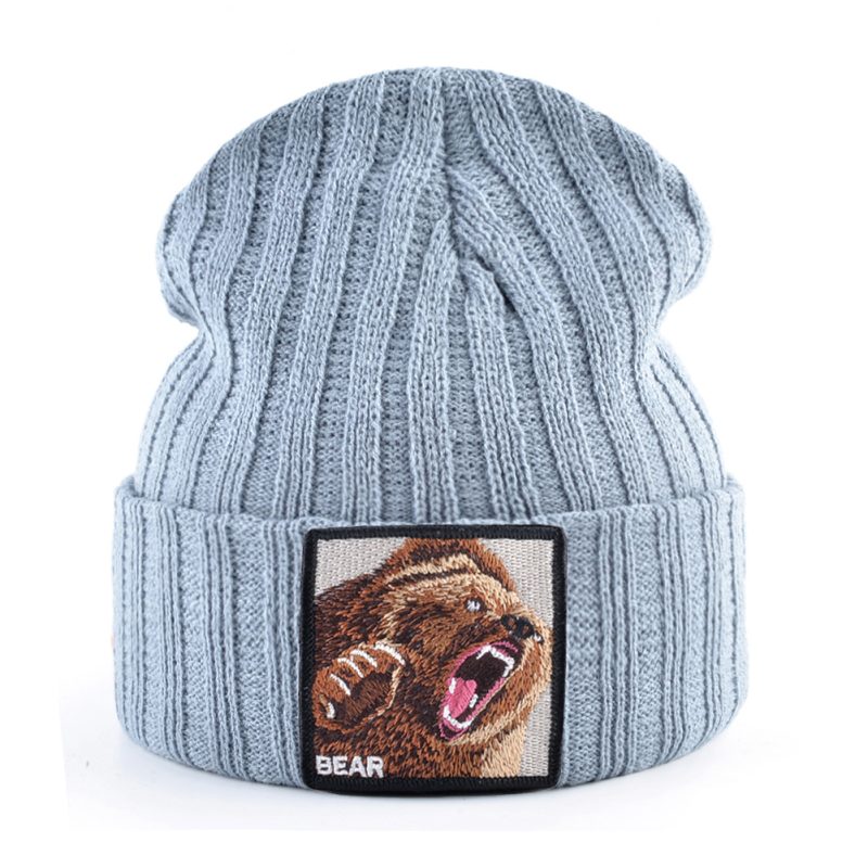 Embroidery Bear Knitted Beanies Hat Men Solid Color Autumn Winter Knitting Boy Skullies Caps Women Streetwear Kpop Gorras Bonnet - Image 14