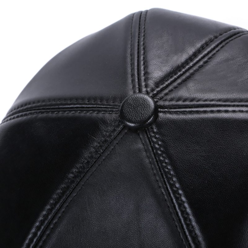 2025 Hot Sale Real Sheep Leather Berets Man Black Casual Duckbill Hats Vintage Luxury 100% Genuine Leather Winter Warm Flat Caps - Image 2