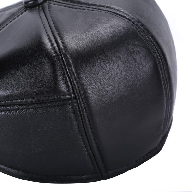 2025 Hot Sale Real Sheep Leather Berets Man Black Casual Duckbill Hats Vintage Luxury 100% Genuine Leather Winter Warm Flat Caps - Image 3