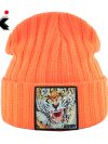 New Fashion Knitted Beanie Hat With Tiger Embroidery Patch Hip Hop Skullies Beanies Men Women Winter Knit Solid Color Ski Hat
