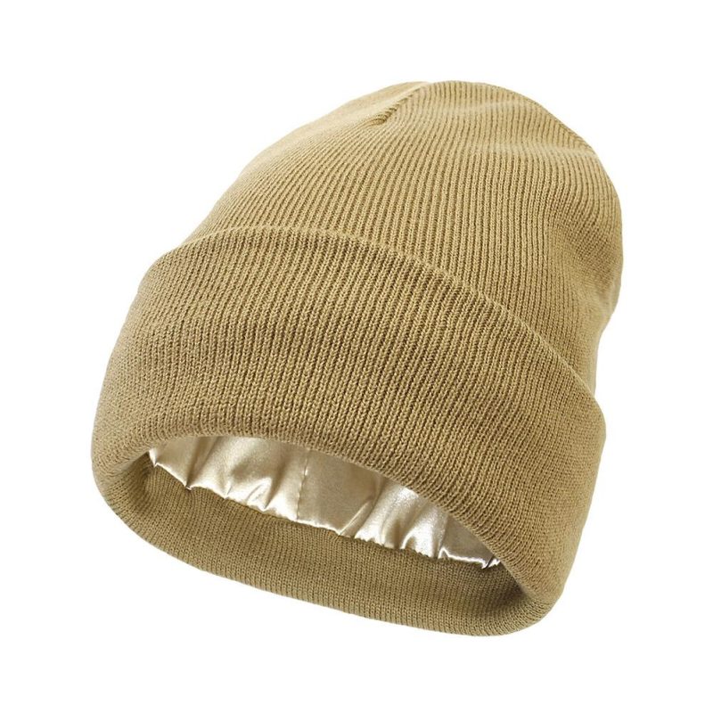 Cashmere Knitted Beanie Hat Winter Silk Satin Lined Beanie Hats Women Men Unisex High Quality Thick Chunky Cap Solid Warm Soft - Image 4