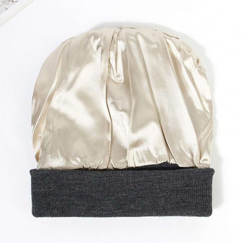 Cashmere Knitted Beanie Hat Winter Silk Satin Lined Beanie Hats Women Men Unisex High Quality Thick Chunky Cap Solid Warm Soft - Image 6