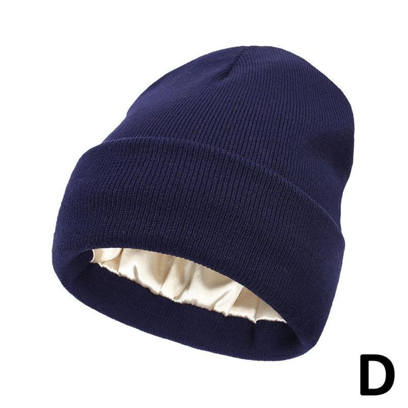 Cashmere Knitted Beanie Hat Winter Silk Satin Lined Beanie Hats Women Men Unisex High Quality Thick Chunky Cap Solid Warm Soft - Image 7