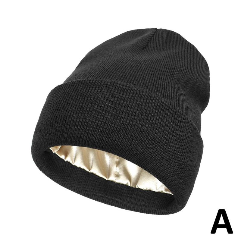 Cashmere Knitted Beanie Hat Winter Silk Satin Lined Beanie Hats Women Men Unisex High Quality Thick Chunky Cap Solid Warm Soft - Image 8