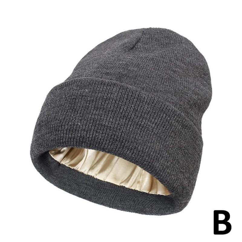 Cashmere Knitted Beanie Hat Winter Silk Satin Lined Beanie Hats Women Men Unisex High Quality Thick Chunky Cap Solid Warm Soft - Image 9