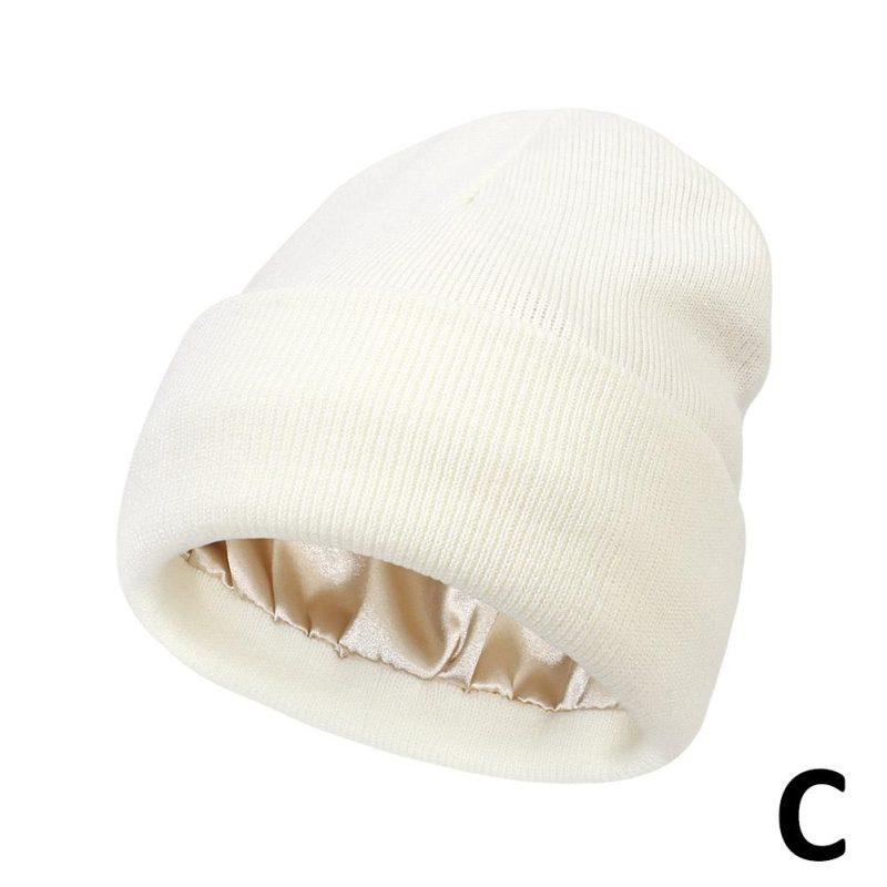 Cashmere Knitted Beanie Hat Winter Silk Satin Lined Beanie Hats Women Men Unisex High Quality Thick Chunky Cap Solid Warm Soft - Image 10