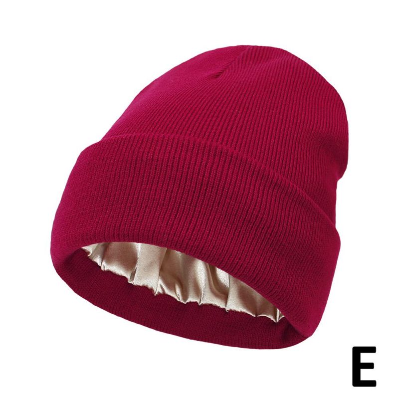 Cashmere Knitted Beanie Hat Winter Silk Satin Lined Beanie Hats Women Men Unisex High Quality Thick Chunky Cap Solid Warm Soft - Image 11