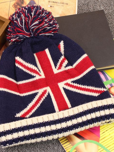 Fashion Casual USA Star And Striped Flag Beanies Women Men Autumn Winter Pom Poms Ball Knitted Cap British Flag Beanies