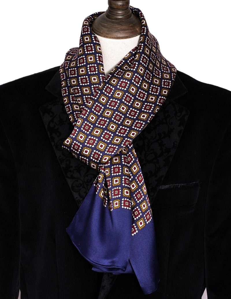 Men's 100% Mulberry Silk Scarf Double Layer Long Neckerchief Office Business Cravat Blue Black Red - Image 3